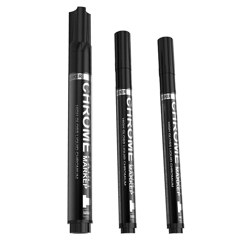 

3Pcs Silver Mirror Marker Pens Set Liquid Chrome Paint Markers Pen Permanent Art Silver Mirror Chrome Marker 0.7/1/3Mm