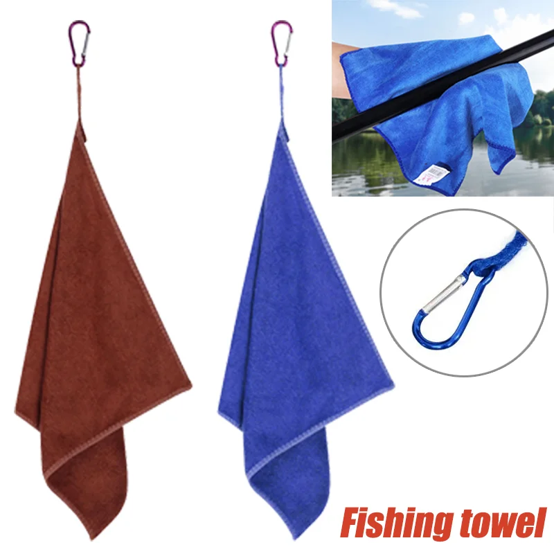 Fishing Towel 2022 Fishing Clothing Carabiner Non-Stick Absorbent Outdoors Sports Wipe Hands Towel Hiking Fishing Accessories