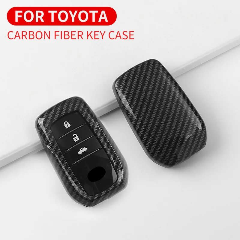 

Superior Quality Car Key Case Cover For Toyota RAV4 Hilux Fortuner LandCruiser 2016-2018 Keychain Holder Accessory carbon fiber