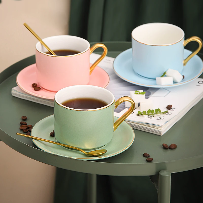 

Ceramic coffee cup tea holder Phnom Penh Nordic family kitchen decorative ceramic tea cup; Plate office Party Wine Set