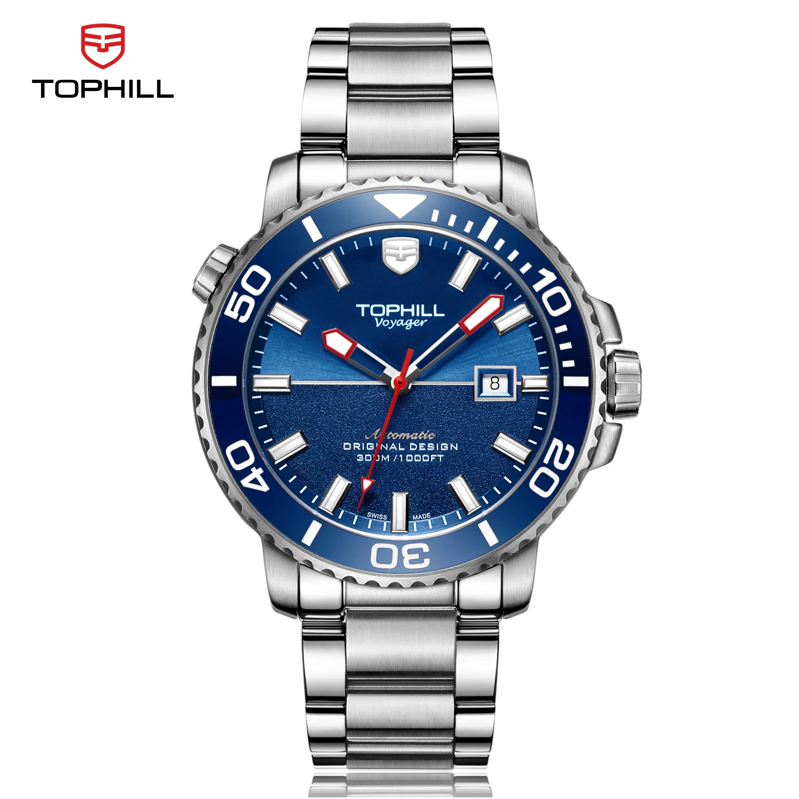 Фото TOPHILL Sport 300M дайверские мужские часы супер светящиеся наручные часы для мужчин автоматические механические часы для дайвинга с механизмом S280 №1