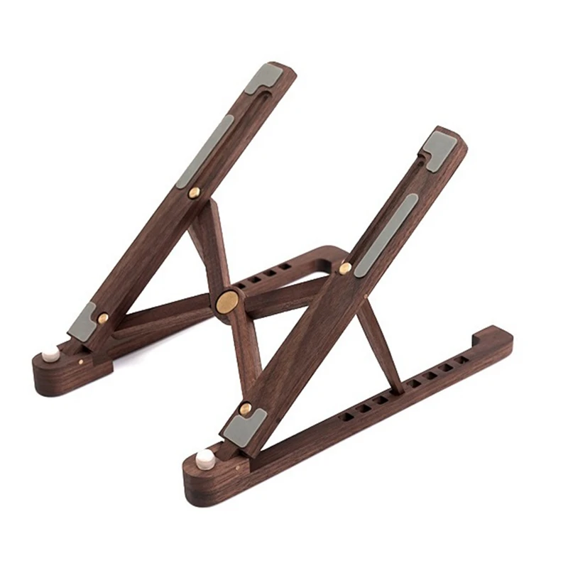 

Wood Laptop Stand Foldable 8 Levels Height Adjustable Portable Notebook Holder Computer Support for 11-17inch Notebook