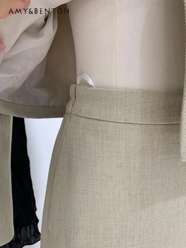 Костюм пальто и юбка костюм для женщин весна осень новый кардиган топ с высокой