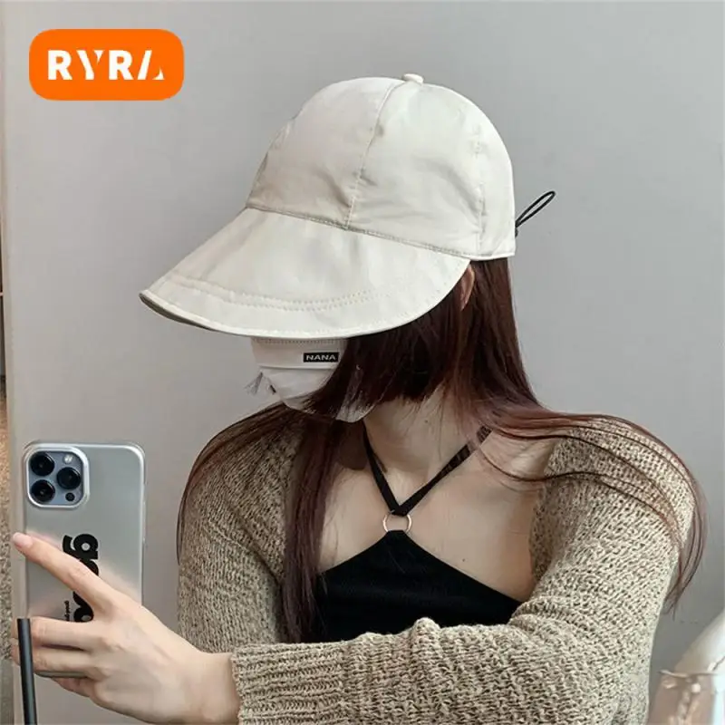 

Outdoor Summer Cap Various Colors Elastic Drawstring Cotton Bucket Hat Adjustable Travel Cap Fold Summer Accessory Sunshade Hat