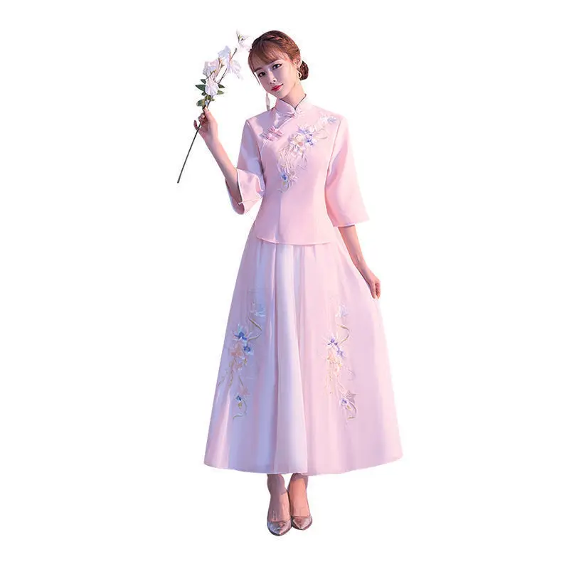 

Костюм Хань, женский костюм в китайском стиле, старинный костюм из двух предметов, летнее сказочное платье подружки невесты, студенческий к...