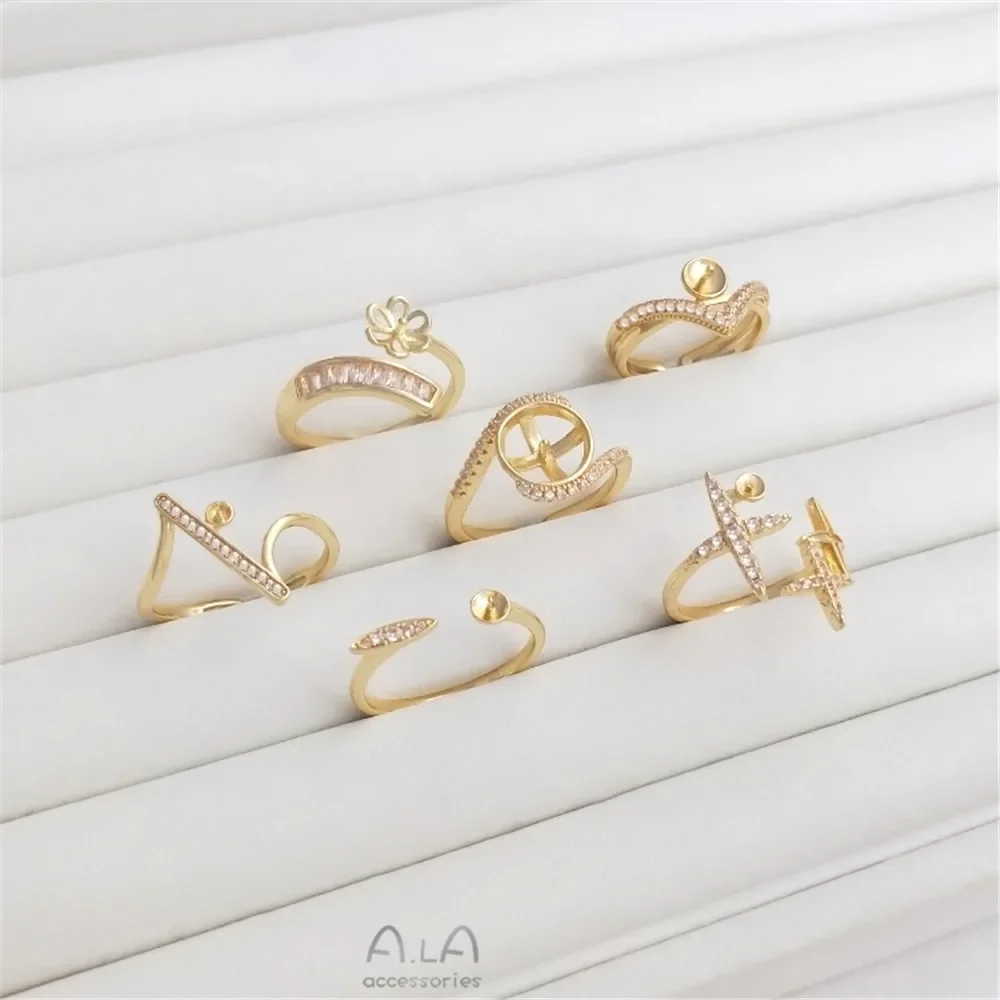 Кольцо с микроинкрустацией цирконом 14-каратное позолоченное кольцо