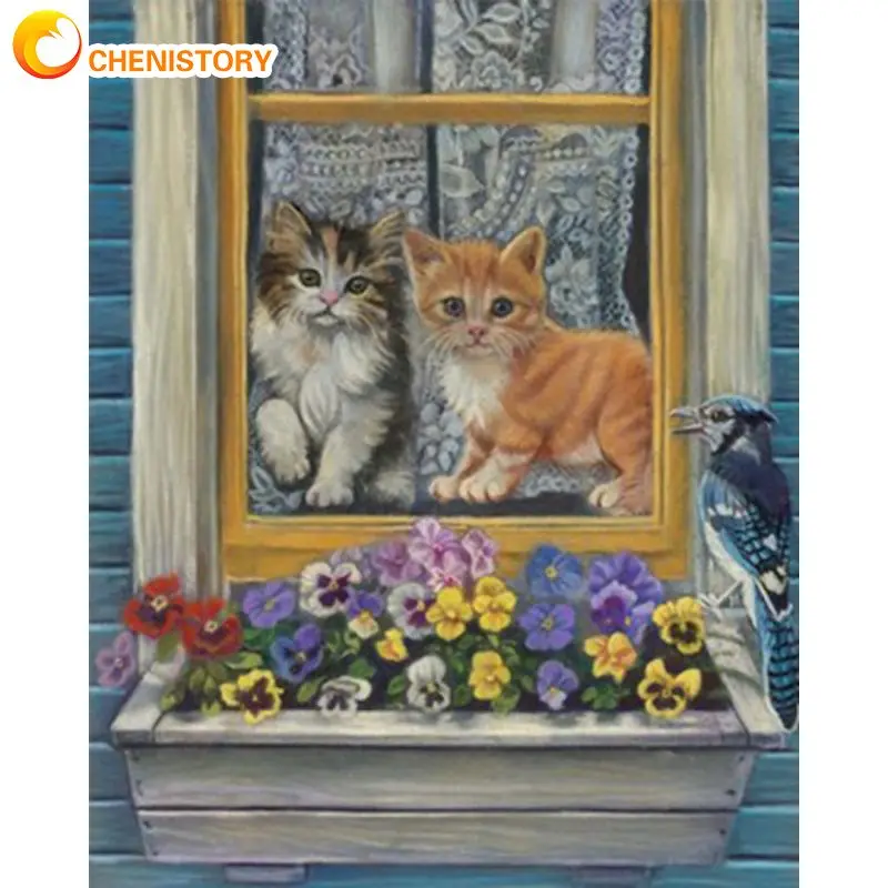 

CHENISTORY Frame Painting By Numbers Unique Gift For Adult Cute Cats Drawing By Numbers Family Decors Canvas Painting Artcrafts