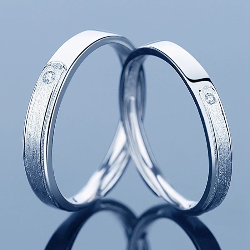 

Genuine 925 Sterling Silver Ring Luxury Zircon Couple Rings For Lovers Engagement Wedding Fine Jewelry Accessories Gifts