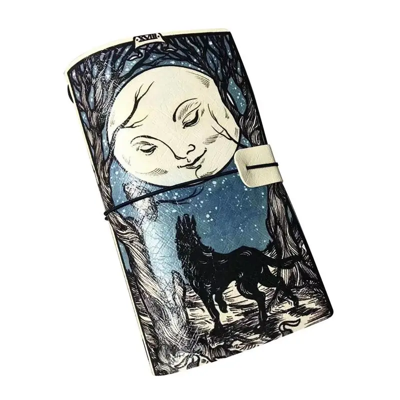 

Protable Cat Pattern Notebook Diary Faux Leather Journal Sketchbook A5 Travelers Dark Color Diary Notebook School Supplies