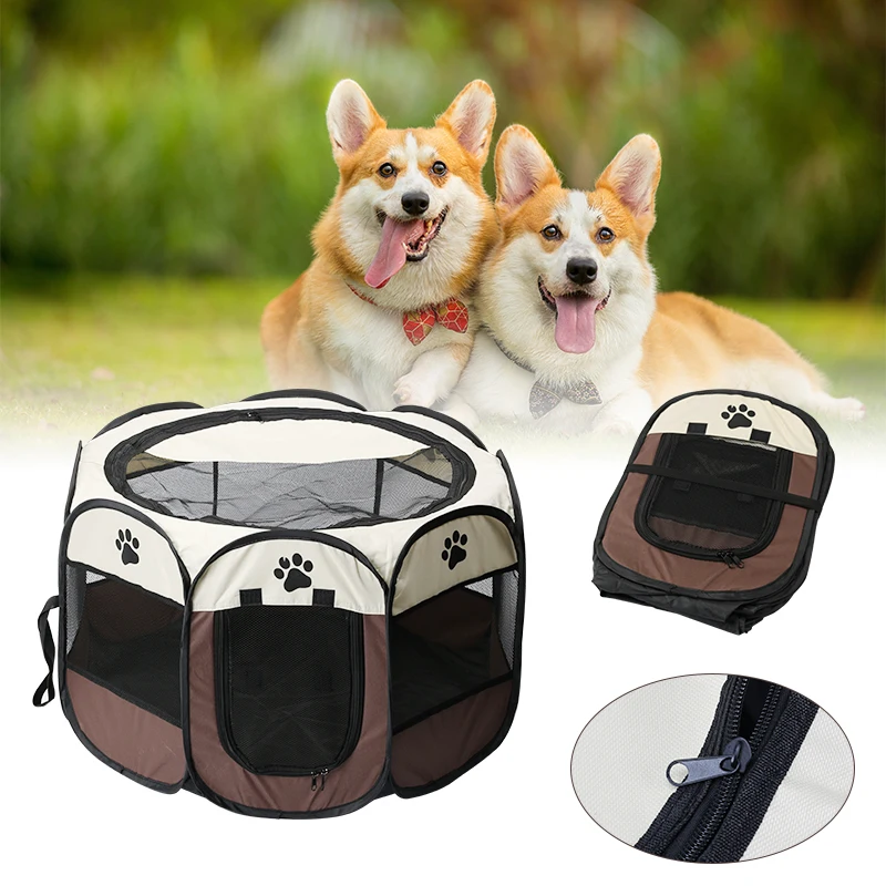 

Portable Cat Tent Folding Pet Tent Dog House Octagonal Cage Playpen Puppy Kennel Easy Operation Fence Outdoor Big Dogs House