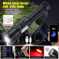 white flashlight with cob red side lamp type c charging torch zoom tactical 7 modes led lantern emergency power bank