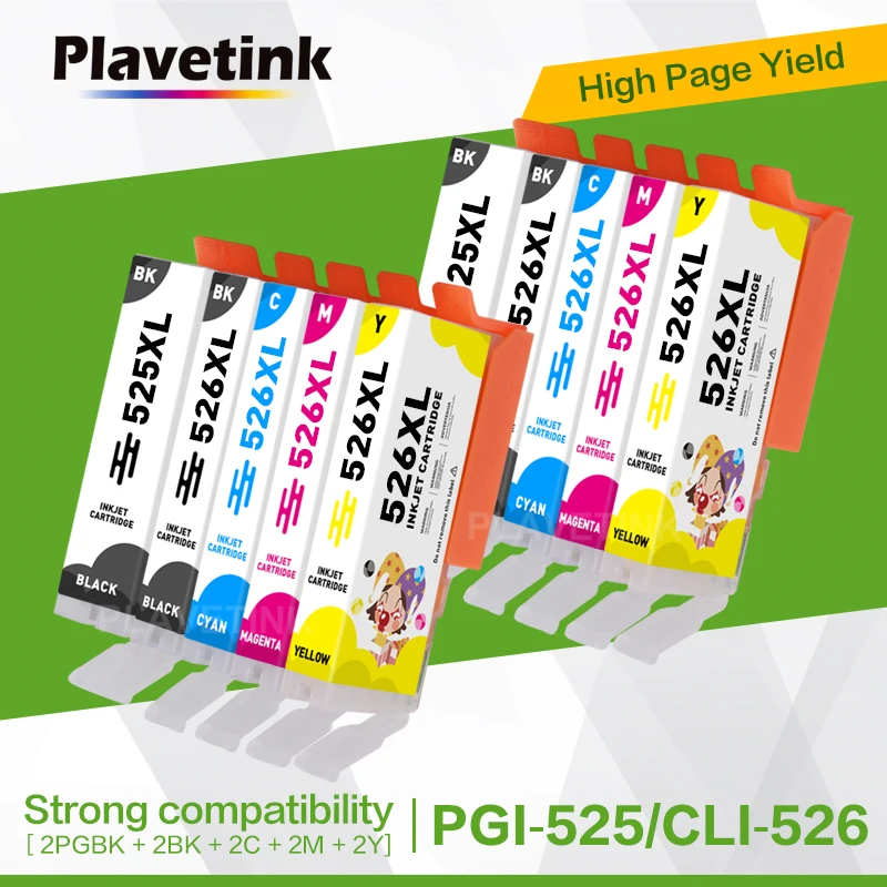 

Plavetink 5-цветный картридж с полными чернилами, совместимый с PGI525 CLI526, подходит для Canon MG8150 MG6150 MG5250 MG5350 IP4850 IX6550 IP4950