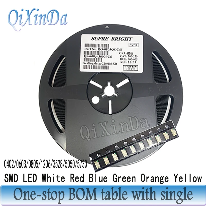 Набор светодиодов A plate 1206 0805 0603 SMD красный желтый зеленый белый синий оранжевый