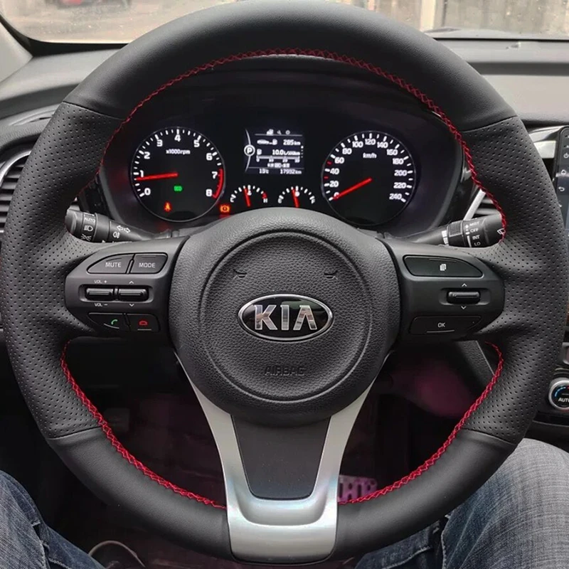 

Custom Steering Wheel Braid Cover Genuine Leather 100% Fit For Kia Sorento 2015 2016 2017 2018 Sedona 2015-2019 Car Accessories