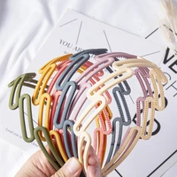 solid color women wave hollow geometric plastic hairband snon slip outdoor headband hair hoop fashion hair accessories headwear