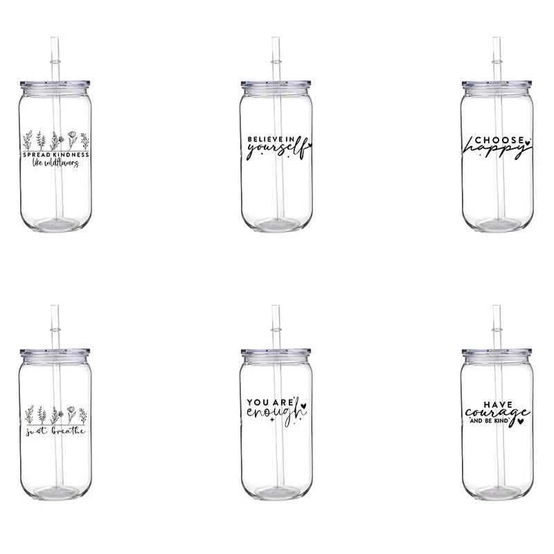 Черные буквы с узором 16 унций печатная чашка для домашних животных соломой