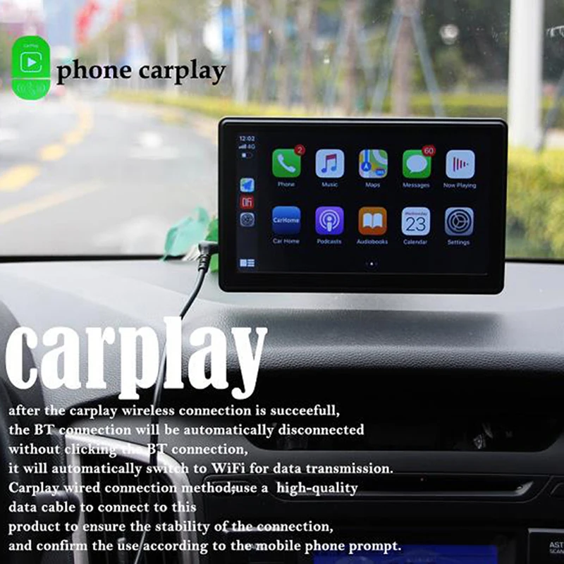 

Автомобильный портативный беспроводной сенсорный экран 7 дюймов Apple CarPlay планшет Android радио Мультимедиа Bluetooth навигация HD1080 стерео Linux