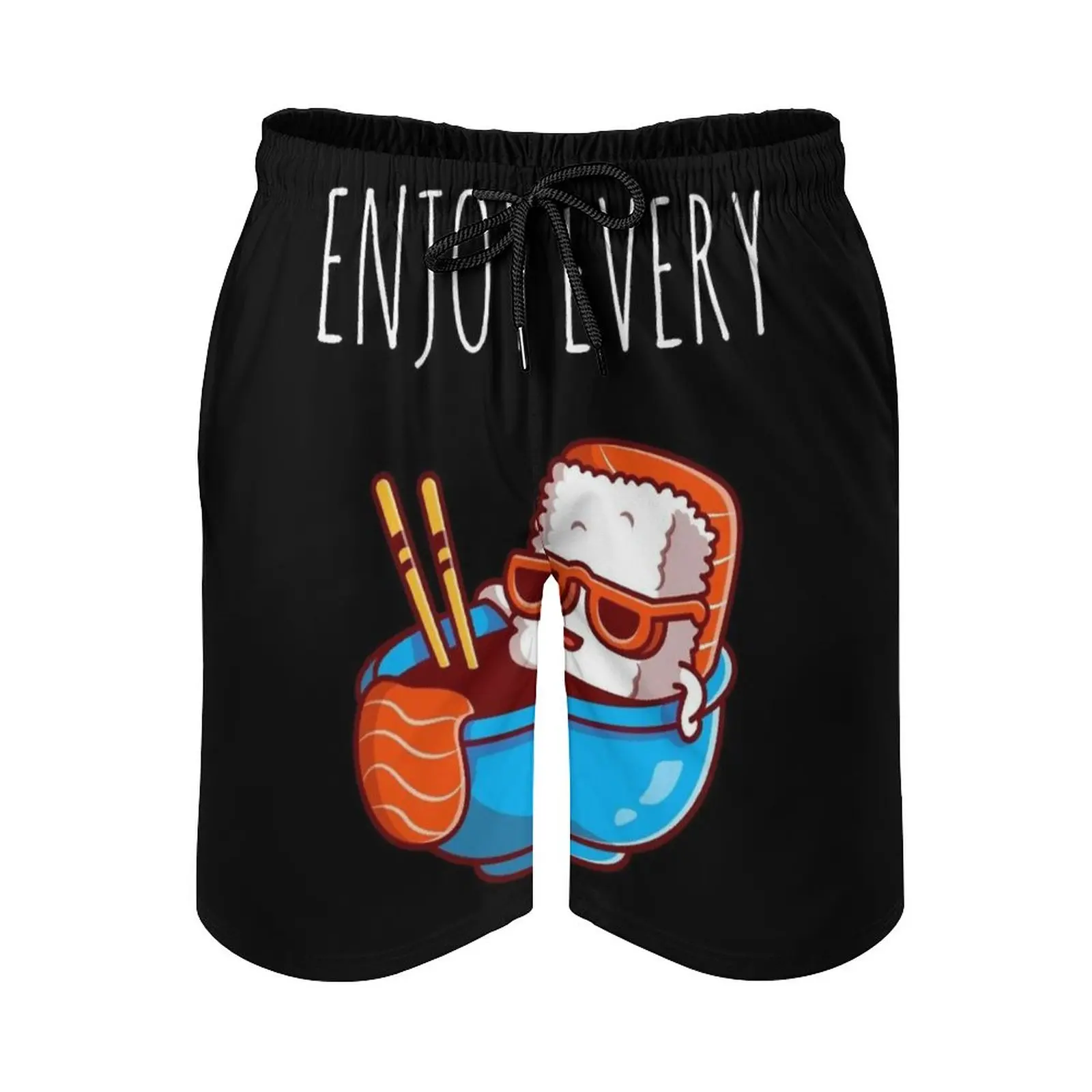 

Enjoy Every Sushi Print Swim Beach Board Shorts Swimsuit Loose Men'S Trunks Breathable Sushi Adorable Amanda Gorm An Animal