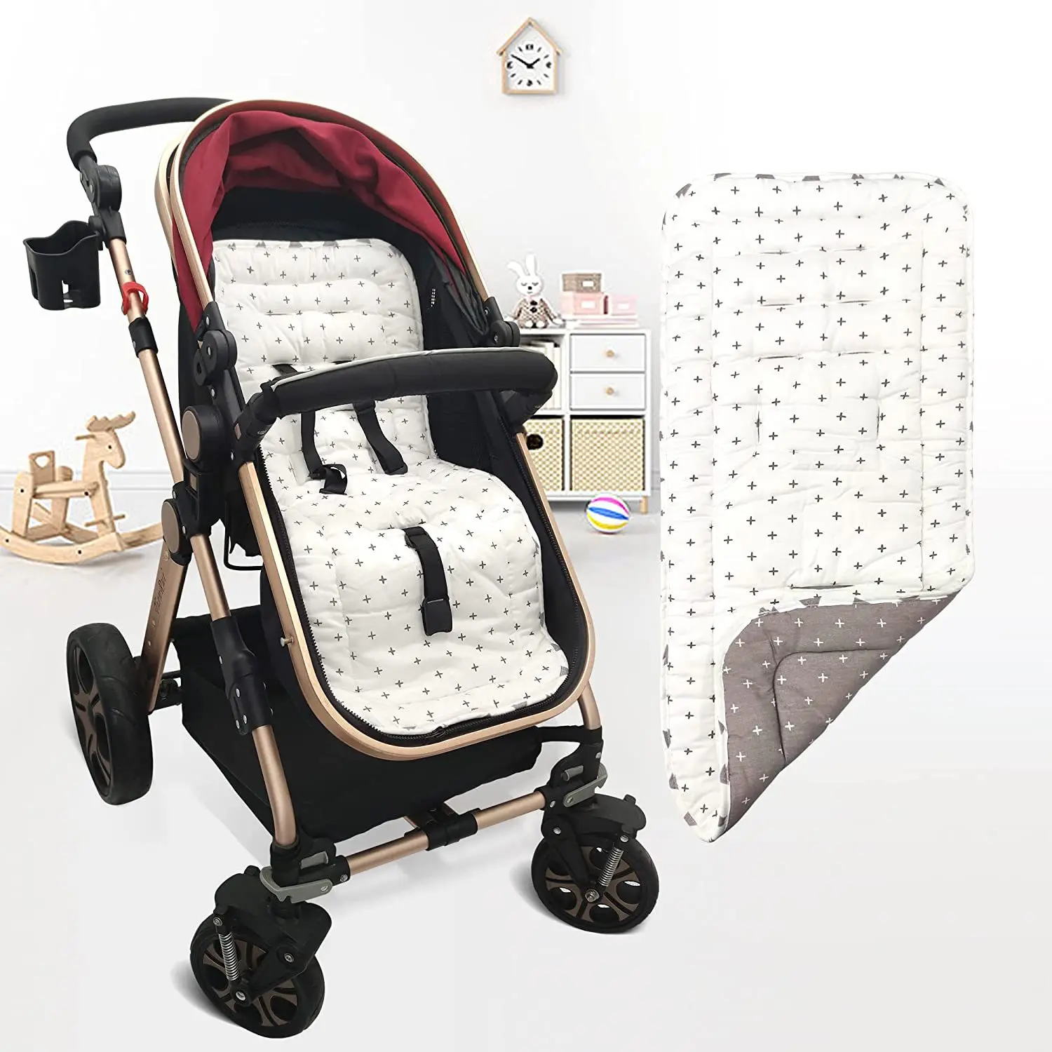 Baby Stroller Pad Cotton Four Seasons Cushion Stroller Accessories High View Car Baby Walking Baby Stroller Sleeping Pad