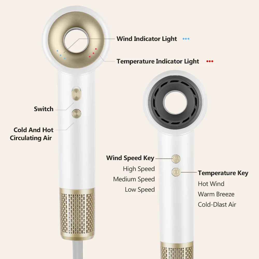 Высокоскоростной фен для волос 1600 Вт с отрицательными ионами