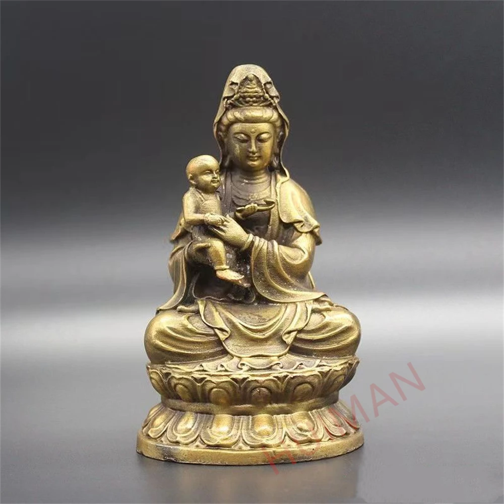 

China Elaboration Brass Statue Geomantic Wealth Auspicious Guanyin Bodhisattva Buddha Metal Crafts Home Decoration