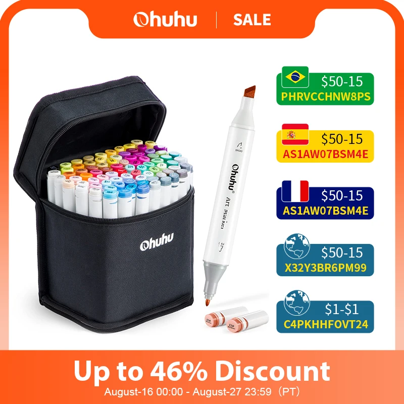 Dual Brush Felt Pen Sketching Drawing Graffiti Manga School 
