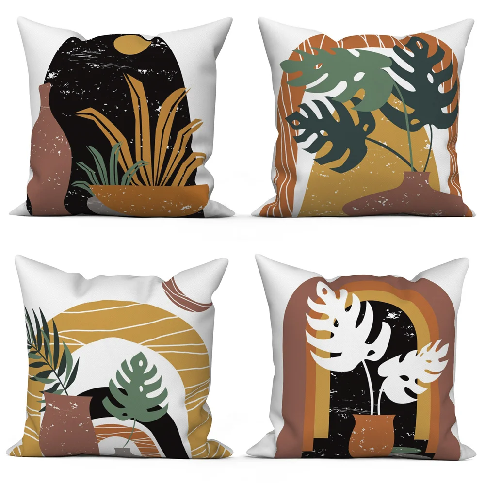 

Декоративный чехол для диванной подушки с изображением тропических листьев