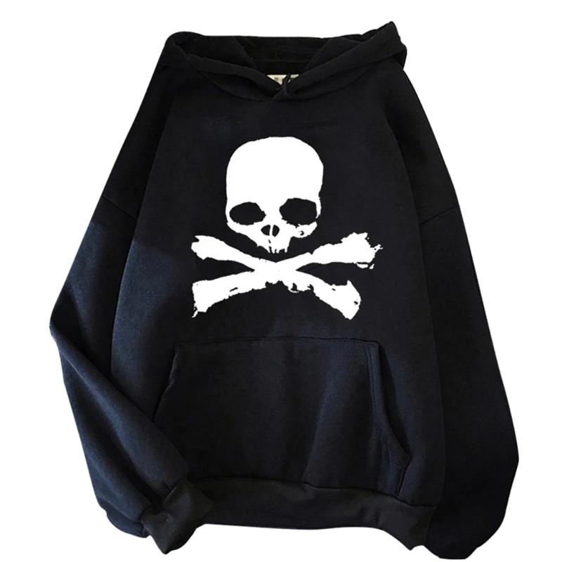 

Women Graphic Hoodies Casual Loose Pullover Top Gothic Punk Skull Skeleton Printed Long Sleeve Drawstring Sweatshirt L5YB