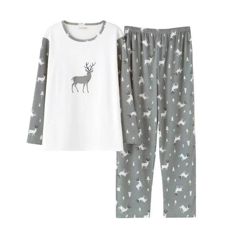 New Spring Autumn Men's Cotton Pajamas Letter Striped Sleepwear Cartoon Pajama Sets Casual Sleep&Lounge Pyjamas Homewear