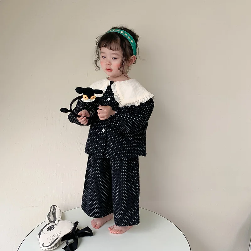 

2 шт./компл., детский хлопковый костюм в горошек, с шортами