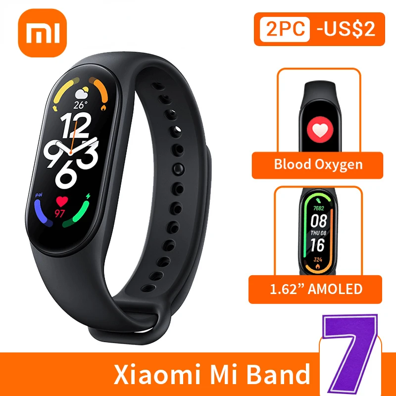 

Xiaomi Mi Band 7 Inteligentna Bransoletka 6 Kolorów AMOLED Ekran Miband 7 Tlen Krwi Fitness Traker Bluetooth Wodoodporny Genuine