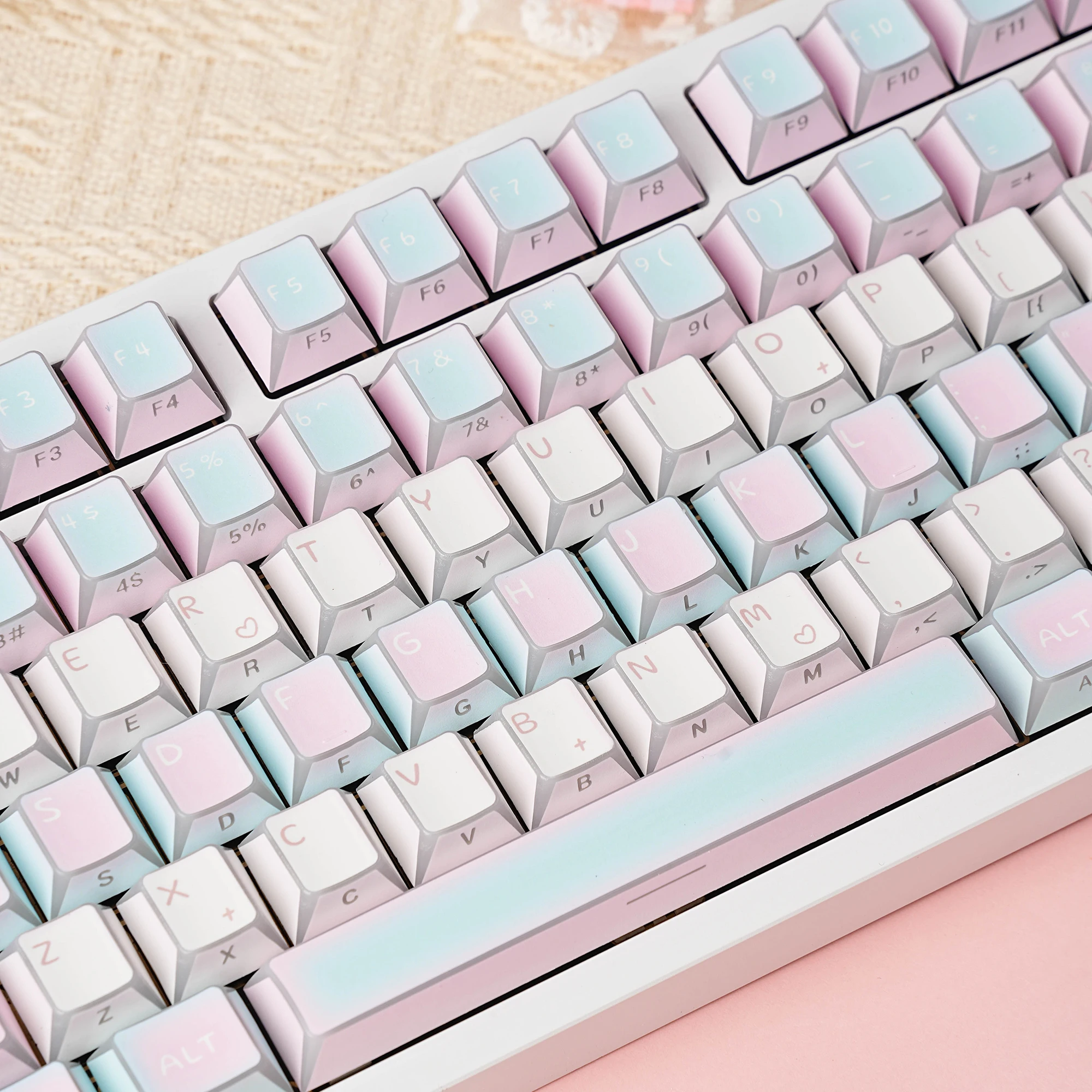 Фото Колпачки для клавиш JCM Cotton Candy, 137 клавиш, с сублимационной печатью, с боковой подсветкой, профиль LAS, испанский, арабский, французский, немецкий, русский, для механической клавиатуры №5