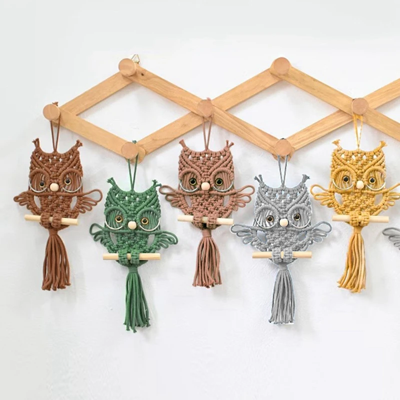 Сова макраме гобелен тканый настенный кулон орнамент богемный