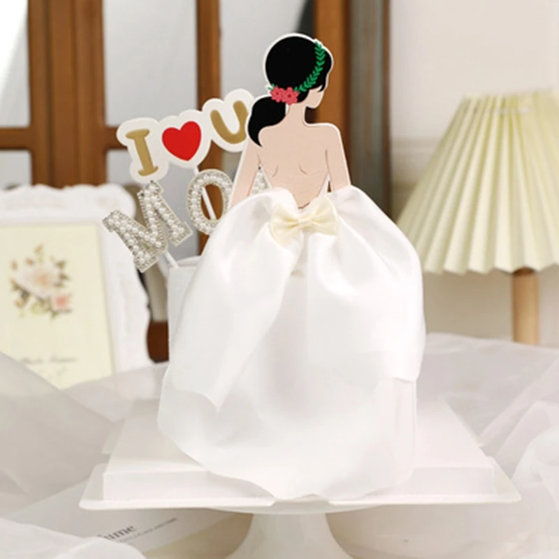 Топпер для торта на День Матери - Шелковая юбка Лучшая мама на День рождения - Цветы, сердце, бабочка, кекс, украшение для выпечки, флаг.