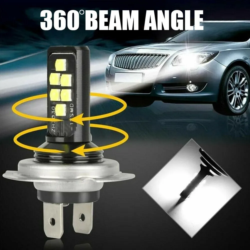 

2PCS 12SMD LED Car Light Car Headlight Bulbs High/ Low Beam Conversion Kit 240W 52000LM 6000K White Left Right Front Light