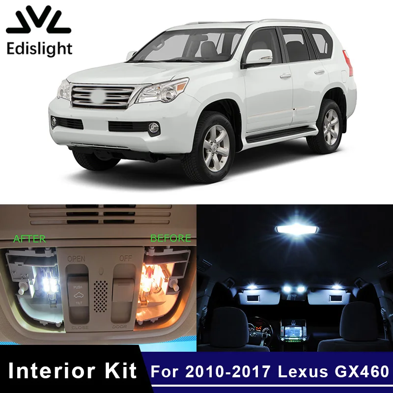 

16Pcs White Ice Blue Canbus LED Lamp Car Bulb Interior Package Kit For 2010-2017 Lexus GX460 Map Dome Trunk Door Light