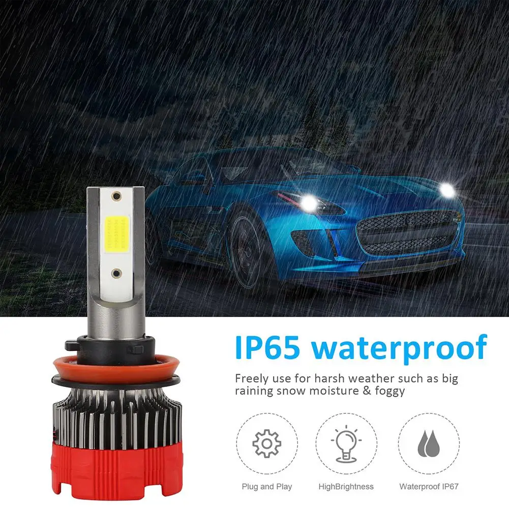 

Hot Sale Car Headlight Bulbs Skillful Manufacture 2pcs Mini LED Car Headlight Bulbs 6000K 6000LM Auto Headlamp Light Bulbs 9-30V