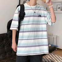 striped short sleeve mens summer japanese simple half sleeve all match loose t shirt ins trendy half sleeve clothes