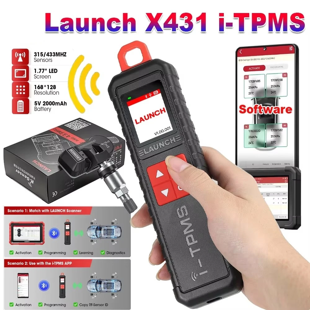 Фото Диагностический сканер Launch X431 I-TPMS для программирования и активации датчиков давления в шинах, инструмент для повторного обучения и клонирования, 315/433 МГц, для всех автомобилей №1