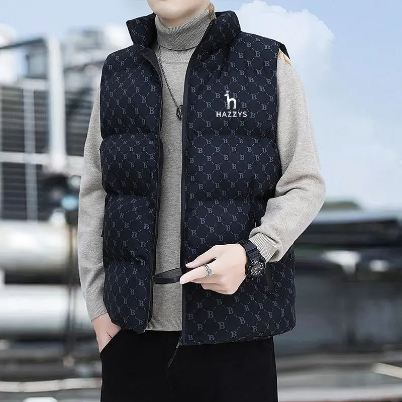 

HAZZYS Men Jacket Winter Men Vest For Down Cotton Sleeveless Jacket Waistcoat Warm Leisure Business Fashion Mens Coat