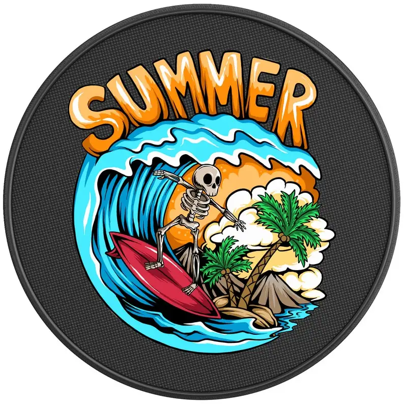 

Funny Surfing Skeleton Bronco Tire Cover-Fits Jeep Wrangler, Ford, Rv, Camper, Trailer & Any Suv