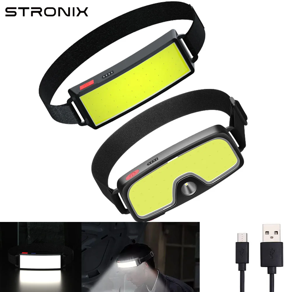 

USB Перезаряжаемый Головной фонарь COB, светодиодный налобный фонарь с дисплеем яркости, встроенный аккумулятор 18650, налобный фонарь для кемпинга, походов
