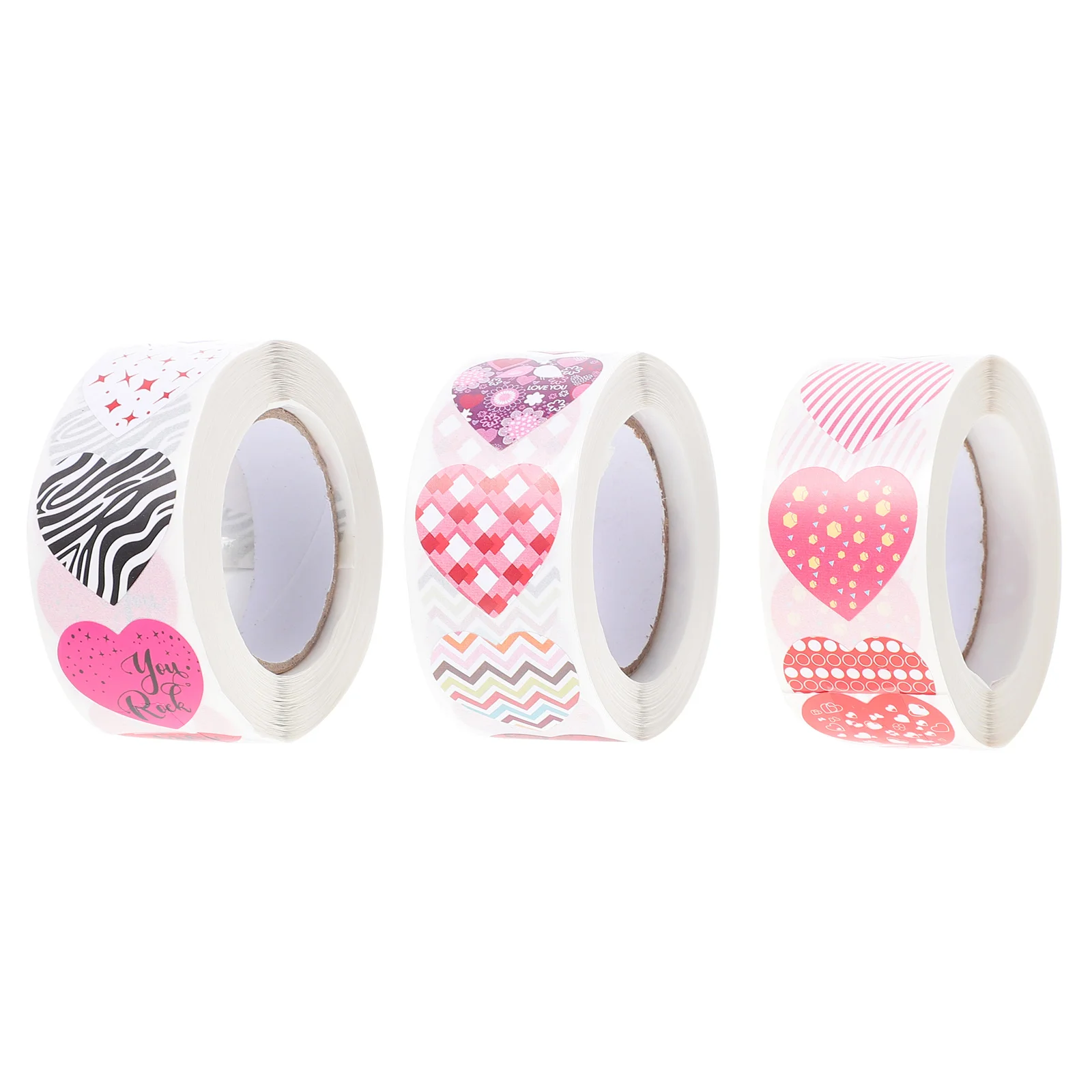 

3 Rolls Valentine's Day Heart Label Stickers Gift Wrapping Sealing Decals