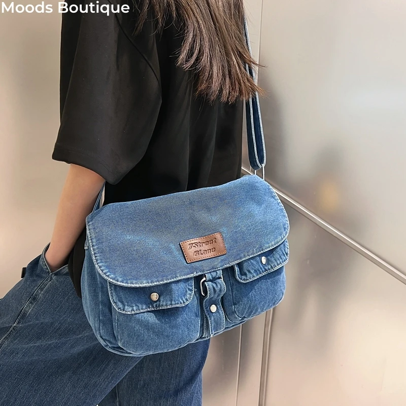 

2023 Denim Women New Trends Purses And Handbags Multi Pockets Shoulder Messenger Bag Hobo Crossbody Bags Big Capacity Totes