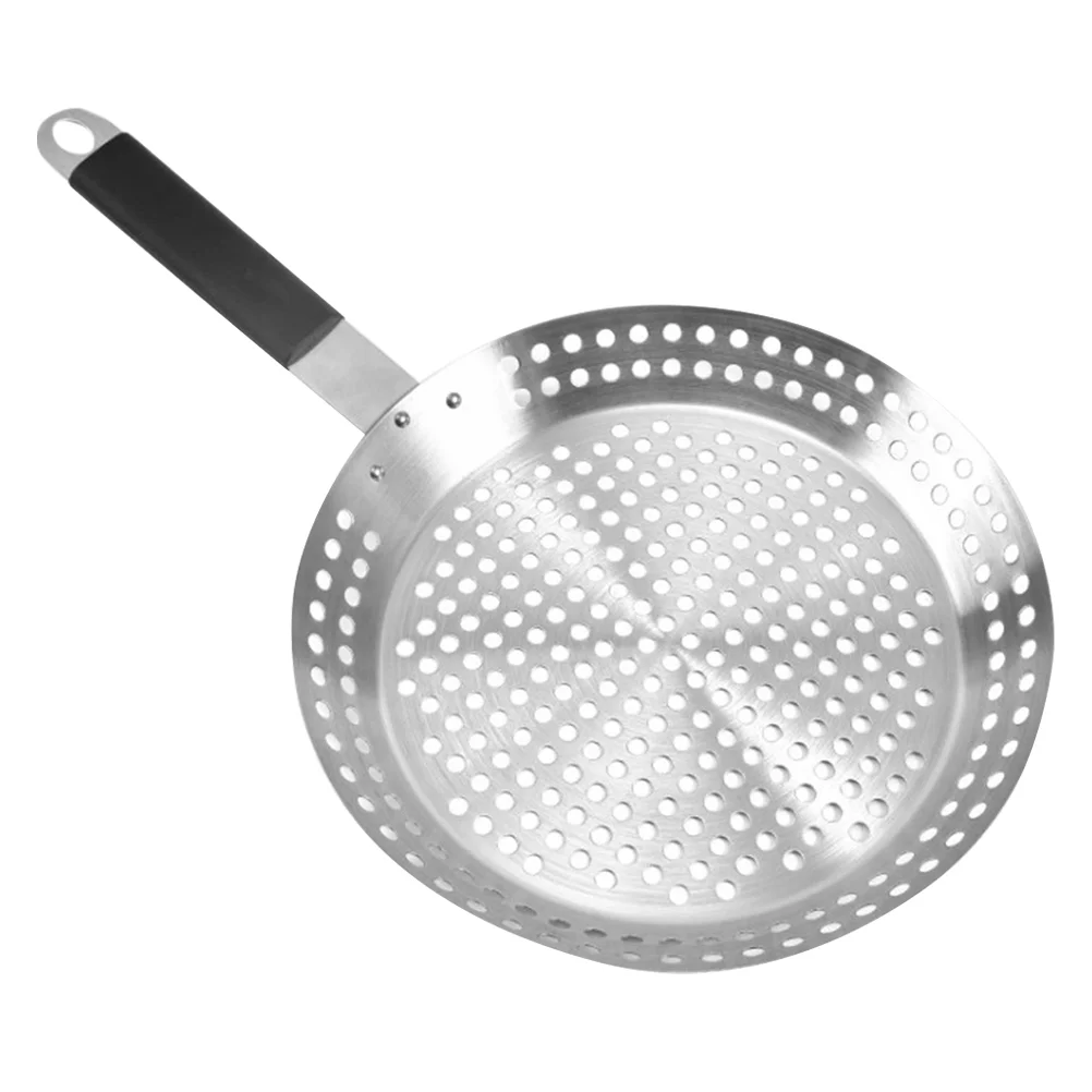 

Stainless Steel Grill Pan Round Barbecue Grill Tray Non- Barbecue Trays with Handles Vegetable Grilling Basket for Outdoor
