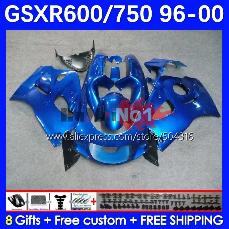

Bodys для SUZUKI SRAD GSXR 750 600 GSX-R600 11MC.11 GSXR750 GSXR600 96 97 98 99 00 1996 1997 1998 1999 глянцевый синий обтекатель