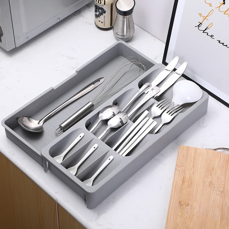 kitchen utensils rack cabinet stand cabinet organizer box tray fork spoon divider container for kitchen cabinet organizer free global shipping