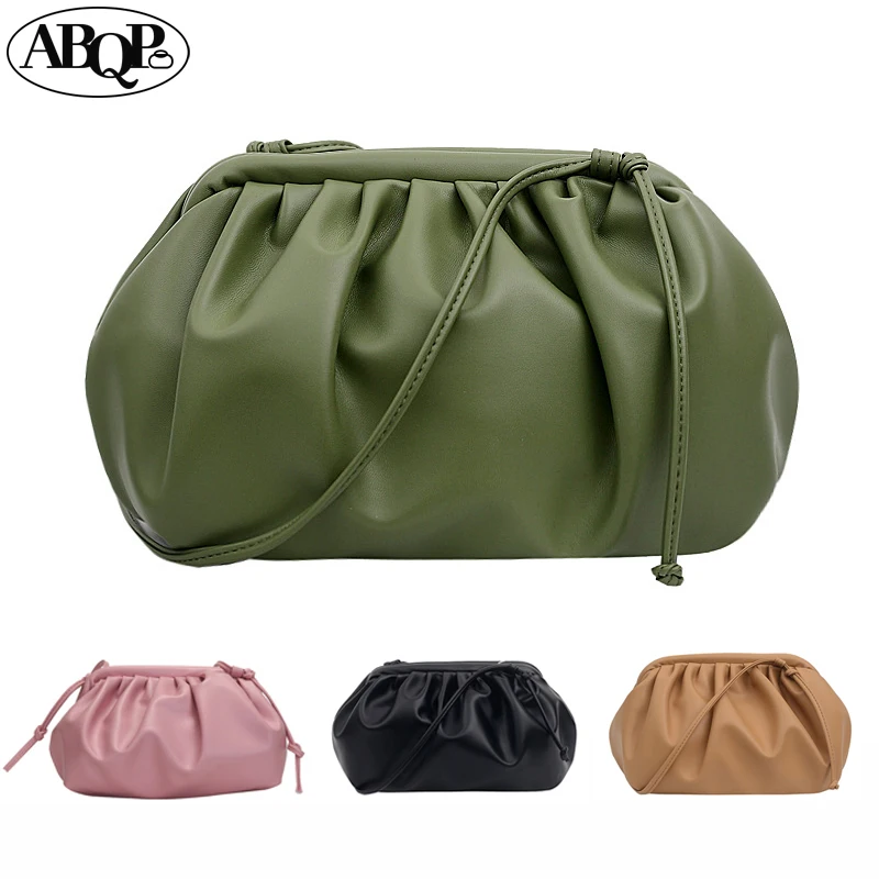 

2022 New Fashion Pleated Handbag Clip Purse Bag Women Simple Strap Underarm Shoulder Bag Baguette Pouch Simple Portable Totes