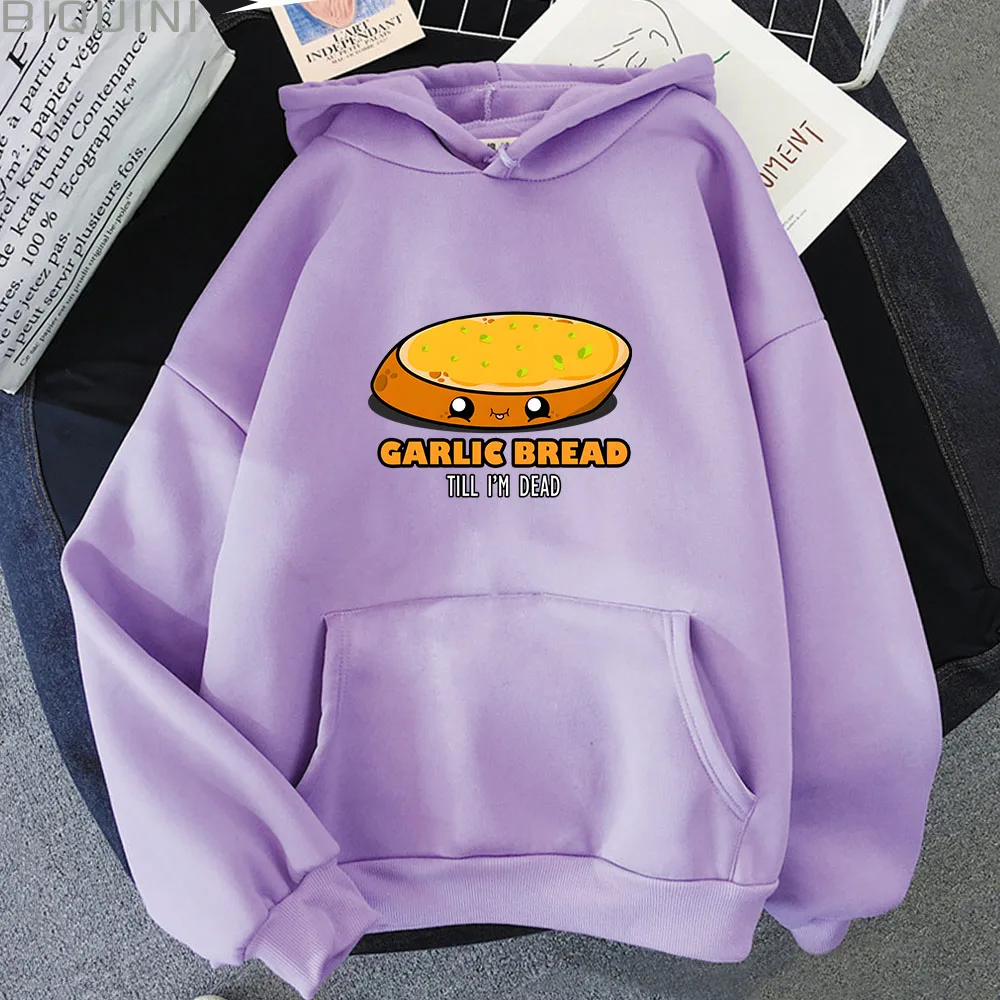 

Cartoon Garlic Bread Hoodies Men/Women Till I'm Dead Graphic Sweatshirt Y2K Top Long Sleeve Pullover Kawaii Clothes Oversized
