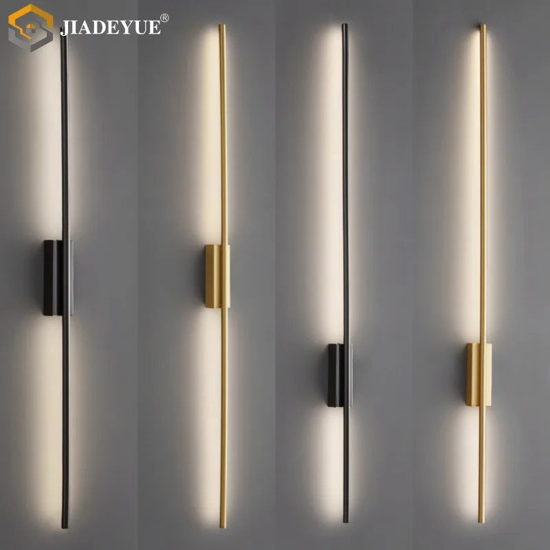 Modern and minimalist LED strip all copper wall lamp sofa living room background wall bedroom bedside lamp corridor hallway lamp